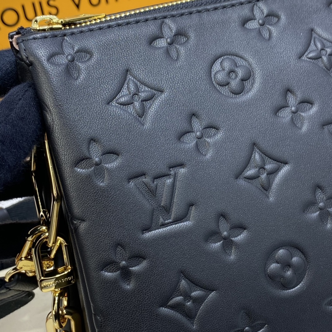 Louis Vuitton COUSSIN PM Handbag Monogram Embossed M57790 Black